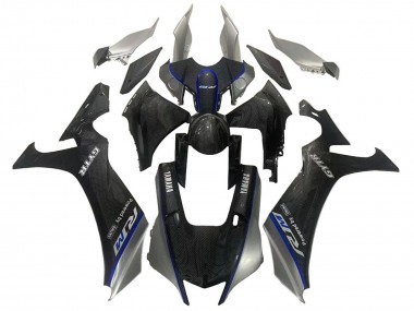Lojas Carenagens Moto Yamaha YZF 1000 R1 2020-2025 - Falso Fibra de Carbono Prata Azul