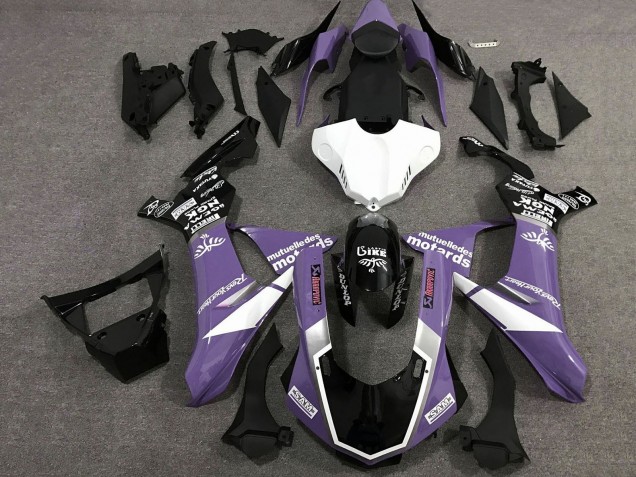 Lojas Carenagens Moto Yamaha YZF 1000 R1 2020-2025 - Roxo Branco Preto Brilhante Sam