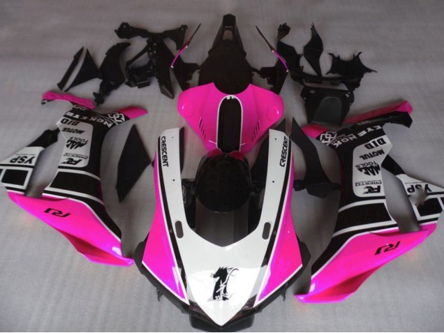 Lojas Carenagens Moto Yamaha YZF 1000 R1 2020-2025 - Rosa Branco Preto Brilhante