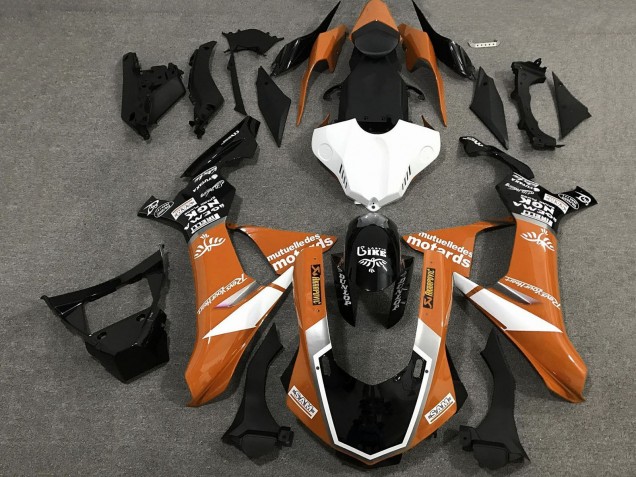 Lojas Carenagens Moto Yamaha YZF 1000 R1 2020-2025 - Laranja Branco Preto Brilhante Sam