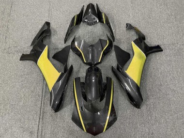 Lojas Carenagens Moto Yamaha YZF 1000 R1 2020-2025 - Falso Fibra de Carbono Amarelo