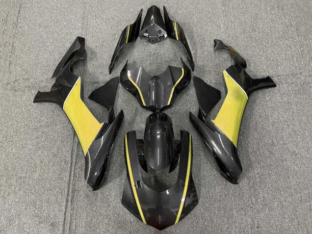 Lojas Carenagens Moto Yamaha YZF 1000 R1 2020-2025 - Falso Fibra de Carbono Amarelo