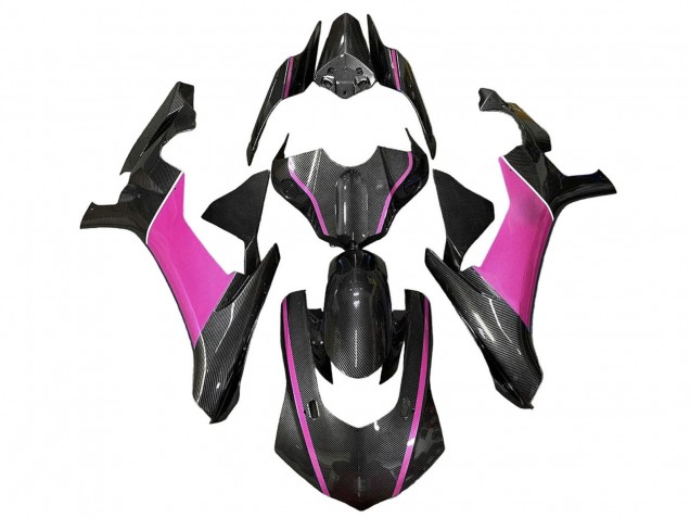 Lojas Carenagens Moto Yamaha YZF 1000 R1 2020-2025 - Falso Fibra de Carbono Rosa