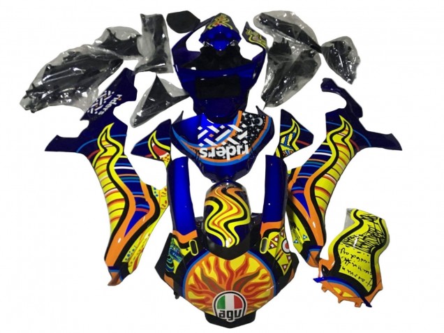 Lojas Carenagens Moto Yamaha YZF 1000 R1 2020-2025 - Azul Amarelo Laranja Tribal Sun