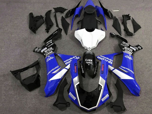 Lojas Carenagens Moto Yamaha YZF 1000 R1 2020-2025 - Azul Branco Preto Brilhante Sam