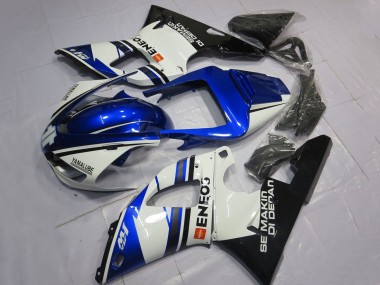 Lojas Carenagens Moto Yamaha YZF 1000 R1 1998-1999 - Branco Azul Preto Brilhante ENEOS Semakin Didepan
