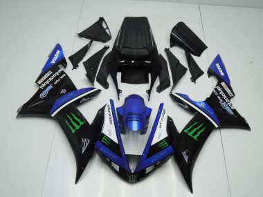 Lojas Carenagens Moto Yamaha YZF 1000 R1 2002-2003 - Azul Branco Preto Verde Motul Verde Monstro