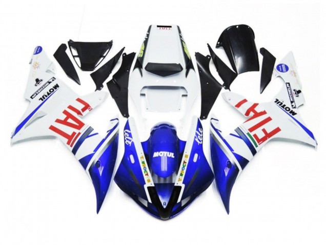 Lojas Carenagens Moto Yamaha YZF 1000 R1 2002-2003 - Branco Azul Vermelho Fiat Motul