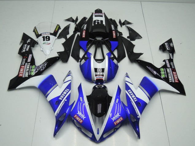 Lojas Carenagens Moto Yamaha YZF 1000 R1 2004-2006 - Azul Branco Preto Fimer Yamalube