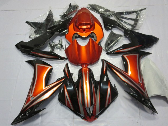 Lojas Carenagens Moto Yamaha YZF 1000 R1 2004-2006 - Laranja Preto Brilhante