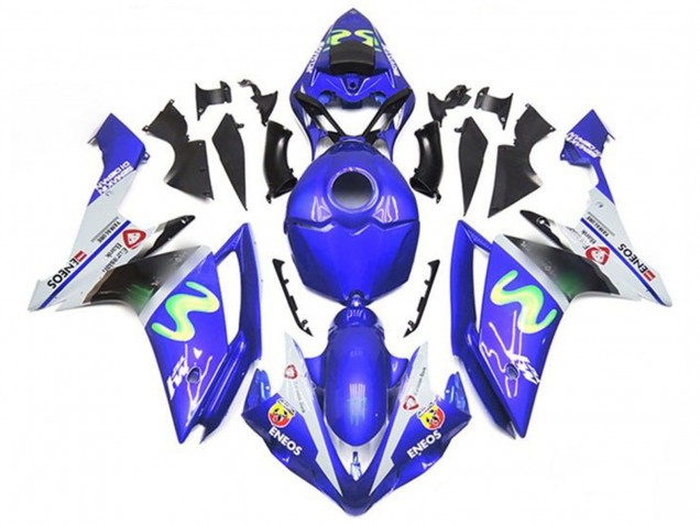 Lojas Carenagens Moto Yamaha YZF 1000 R1 2007-2008 - Azul Branco Verde ENEOS
