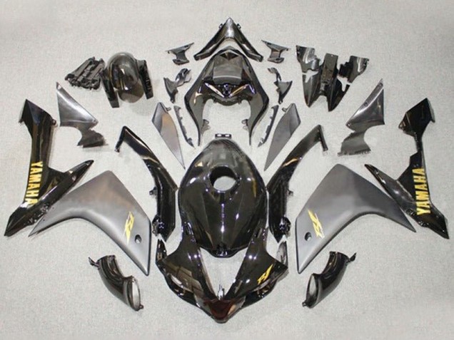 Lojas Carenagens Moto Yamaha YZF 1000 R1 2007-2008 - Cinzento Preto Brilhante Ouro Decal