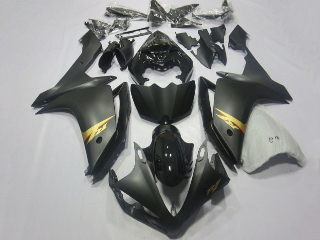 Lojas Carenagens Moto Yamaha YZF 1000 R1 2007-2008 - Preto Brilhante Preto Fosco Ouro Decal