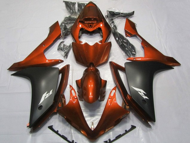 Lojas Carenagens Moto Yamaha YZF 1000 R1 2007-2008 - Laranja Preto Fosco