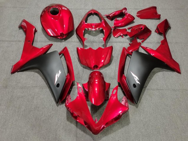 Lojas Carenagens Moto Yamaha YZF 1000 R1 2007-2008 - Vermelho Preto Fosco