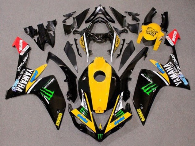 Lojas Carenagens Moto Yamaha YZF 1000 R1 2007-2008 - Amarelo Branco Preto Verde Monstro Dewalt