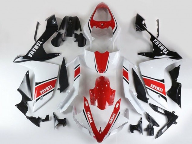 Lojas Carenagens Moto Yamaha YZF 1000 R1 2007-2008 - Branco Vermelho Preto Listra