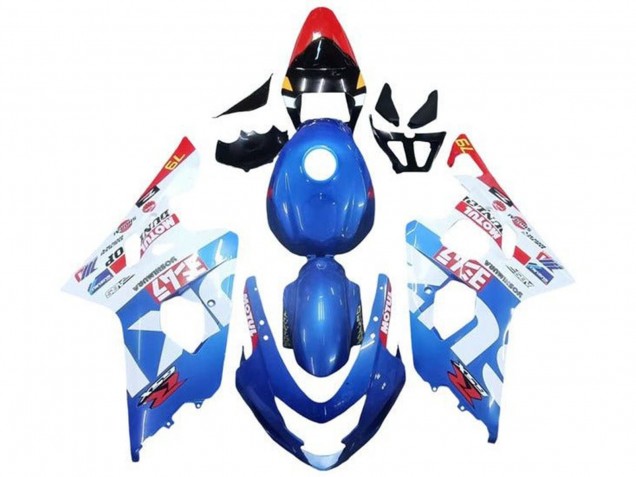 Lojas Carenagens Moto Suzuki GSXR 600 / GSXR 750 2004-2005 - Azul Branco Vermelho Motul