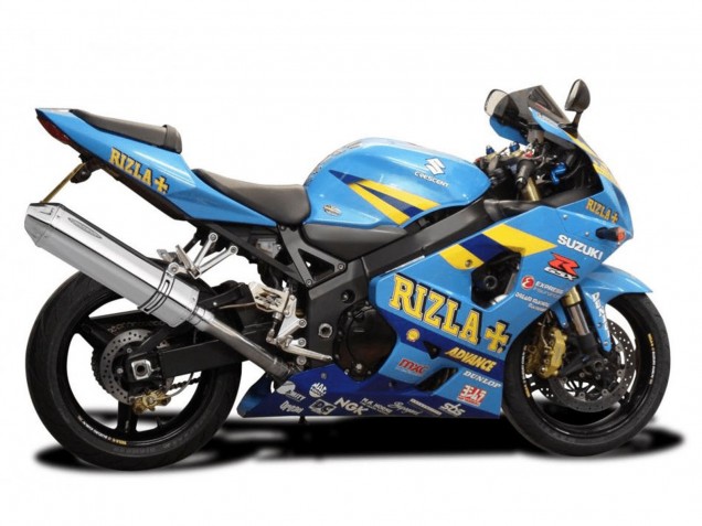 Lojas Carenagens Moto Suzuki GSXR 600 / GSXR 750 2004-2005 - Azul Claro Amarelo Rizla Motul