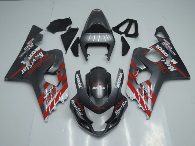 Lojas Carenagens Moto Suzuki GSXR 600 / GSXR 750 2004-2005 - Cinzento Escuro Vermelho