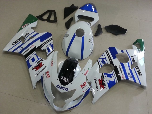 Lojas Carenagens Moto Suzuki GSXR 600 / GSXR 750 2004-2005 - Branco Azul Preto Verde Tyco