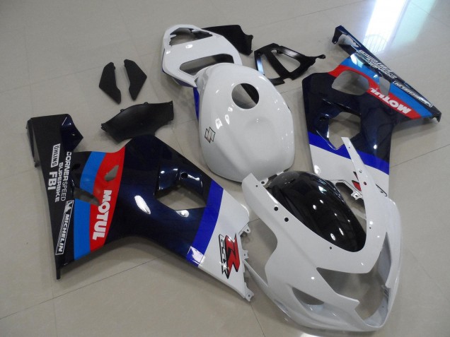 Lojas Carenagens Moto Suzuki GSXR 600 / GSXR 750 2004-2005 - Branco Azul Vermelho Preto Motul
