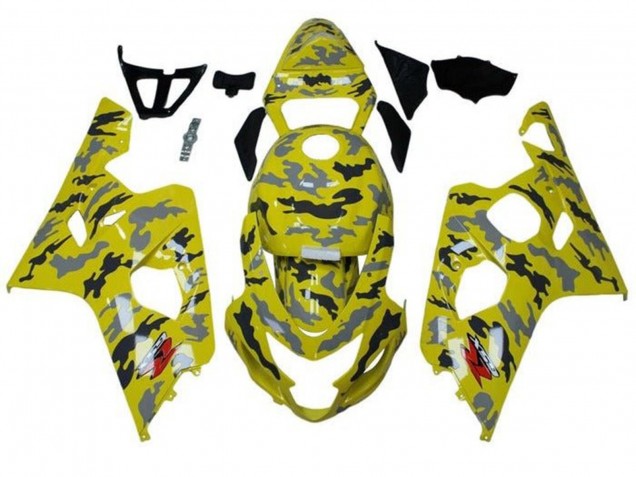 Lojas Carenagens Moto Suzuki GSXR 600 / GSXR 750 2004-2005 - Amarelo Preto Cinzento Camouflage