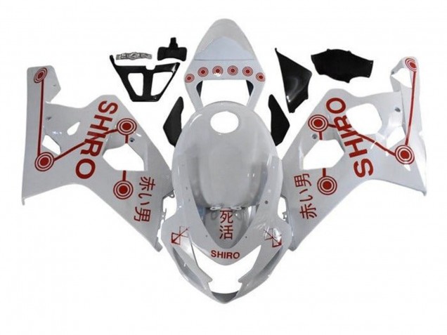 Lojas Carenagens Moto Suzuki GSXR 600 / GSXR 750 2004-2005 - Branco Vermelho Shiro