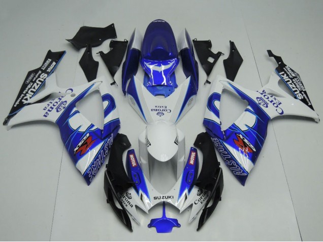 Lojas Carenagens Moto Suzuki GSXR 600 / GSXR 750 2006-2007 - Branco Azul Preto Corona Extra Motul