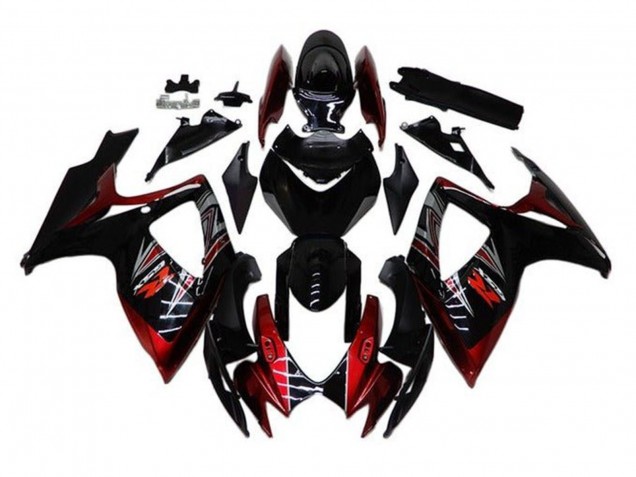 Lojas Carenagens Moto Suzuki GSXR 600 / GSXR 750 2006-2007 - Preto Brilhante Vermelho
