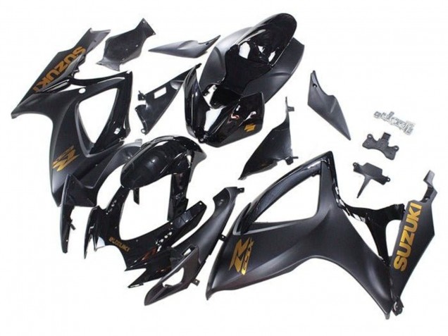 Lojas Carenagens Moto Suzuki GSXR 600 / GSXR 750 2006-2007 - Preto Fosco Preto Brilhante Ouro