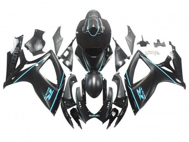Lojas Carenagens Moto Suzuki GSXR 600 / GSXR 750 2006-2007 - Preto Fosco Turquoise Azul