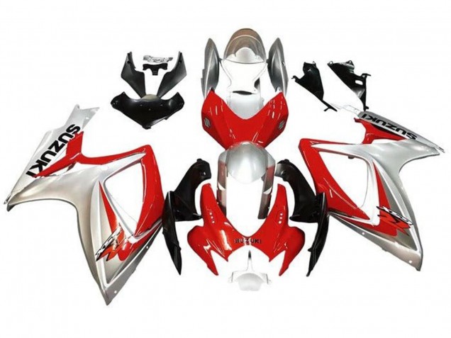 Lojas Carenagens Moto Suzuki GSXR 600 / GSXR 750 2006-2007 - Prata Vermelho Preto