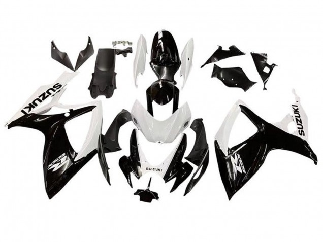 Lojas Carenagem Moto Suzuki GSXR 600 / GSXR 750 2006-2007 - Branco Preto Brilhante