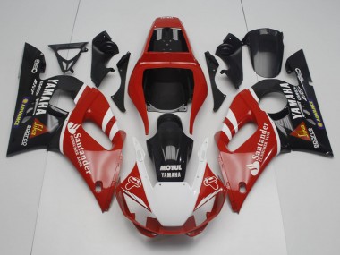 Lojas Carenagens Moto Yamaha YZF R6 1998-2002 - Vermelho Branco Preto Motul Santander