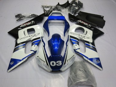 Lojas Carenagens Moto Yamaha YZF R6 1998-2002 - Branco Azul Preto Brilhante Rizoma 03