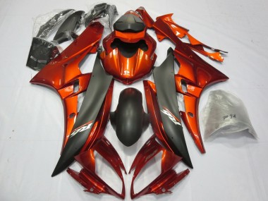 Lojas Carenagens Moto Yamaha YZF R6 2006-2007 - Laranja Preto Fosco