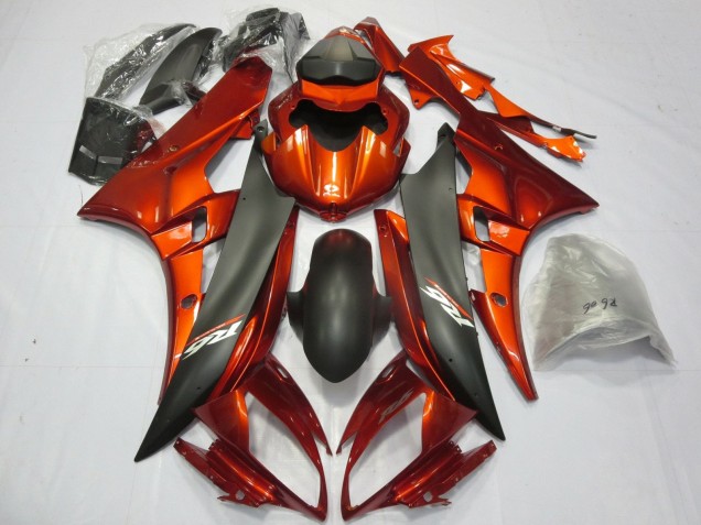 Lojas Carenagens Moto Yamaha YZF R6 2006-2007 - Laranja Preto Fosco