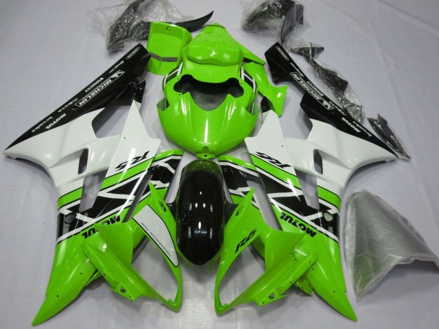 Lojas Carenagens Moto Yamaha YZF R6 2006-2007 - Verde Branco Preto Brilhante