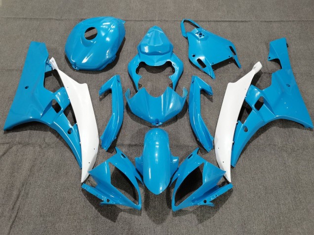 Lojas Carenagens Moto Yamaha YZF R6 2006-2007 - Azul Claro Branco