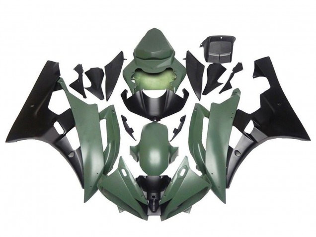 Lojas Carenagens Moto Yamaha YZF R6 2006-2007 - Verde Exército Preto Fosco