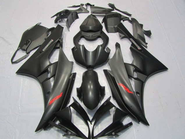 Lojas Carenagens Moto Yamaha YZF R6 2006-2007 - Preto Fosco Vermelho Decalques