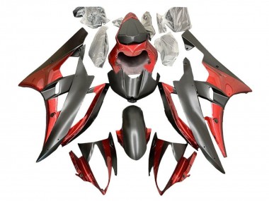 Lojas Carenagens Moto Yamaha YZF R6 2006-2007 - Vermelho Preto Fosco