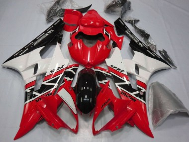 Lojas Carenagens Moto Yamaha YZF R6 2006-2007 - Vermelho Branco Preto Brilhante Michelin Motul