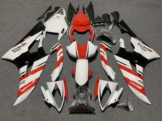 Lojas Carenagens Moto Yamaha YZF R6 2006-2007 - Branco Laranja Preto Brilhante Listra