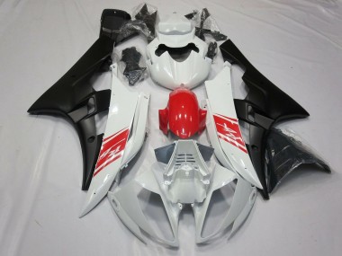 Lojas Carenagens Moto Yamaha YZF R6 2006-2007 - Branco Vermelho Preto Fosco