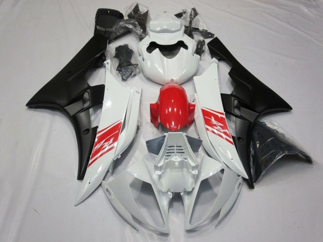 Lojas Carenagens Moto Yamaha YZF R6 2006-2007 - Branco Vermelho Preto Fosco