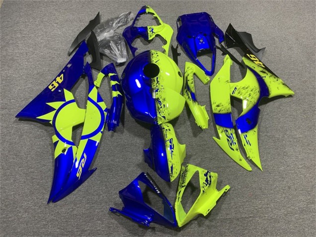 Lojas Carenagens Moto Yamaha YZF R6 2008-2016 - Azul Amarelo Néon 46