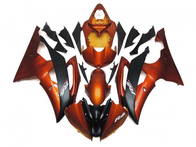 Lojas Carenagens Moto Yamaha YZF R6 2008-2016 - Laranja Preto Fosco
