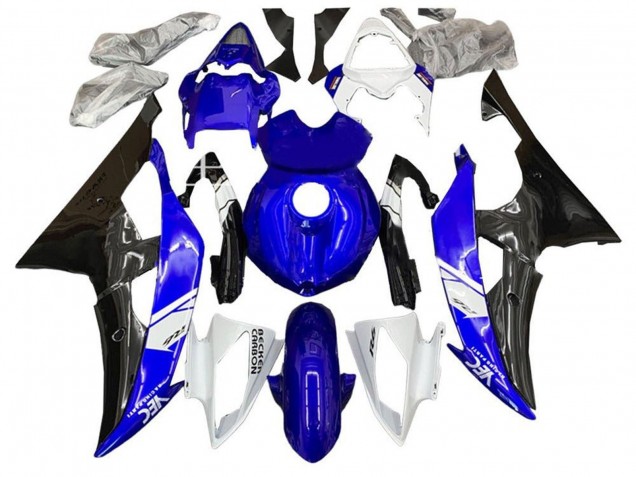 Lojas Kits Carenagem Moto Yamaha YZF R6 2008-2016 - Branco Azul Preto Brilhante